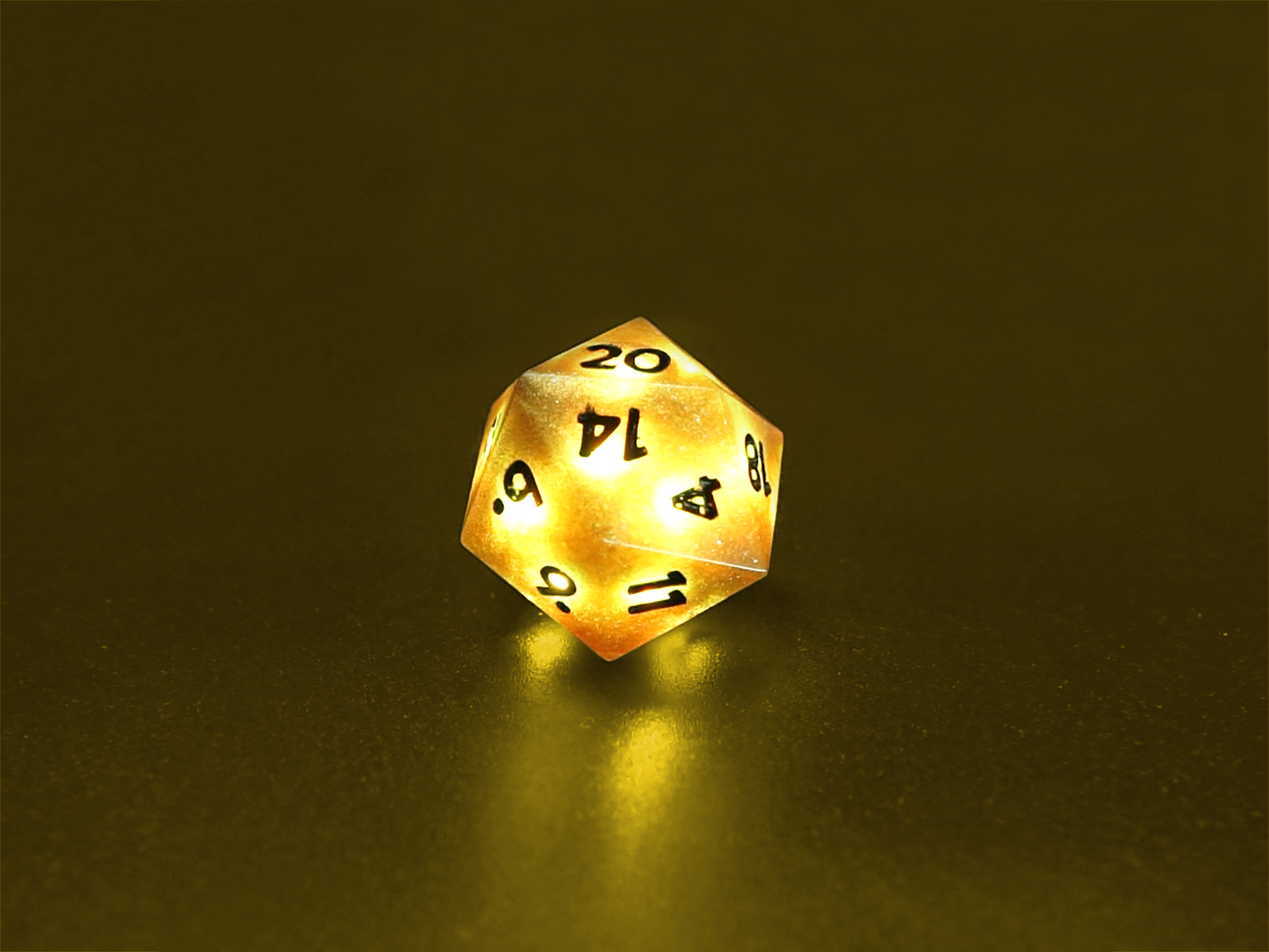 D20 lit yellow.